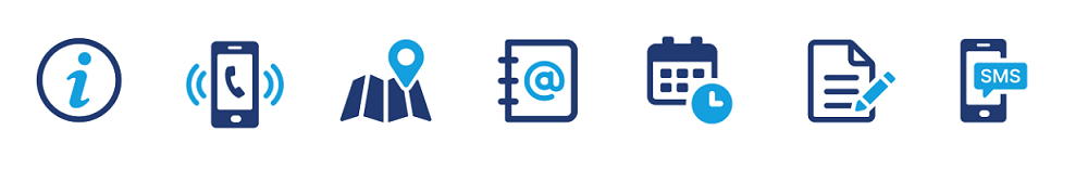 Barra de ícones relativos a informações que o cliente precisa atualizar em seu cadastro junto à Sanepar.