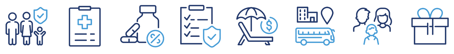 Ícones de benefícios oferecidos pela empresa