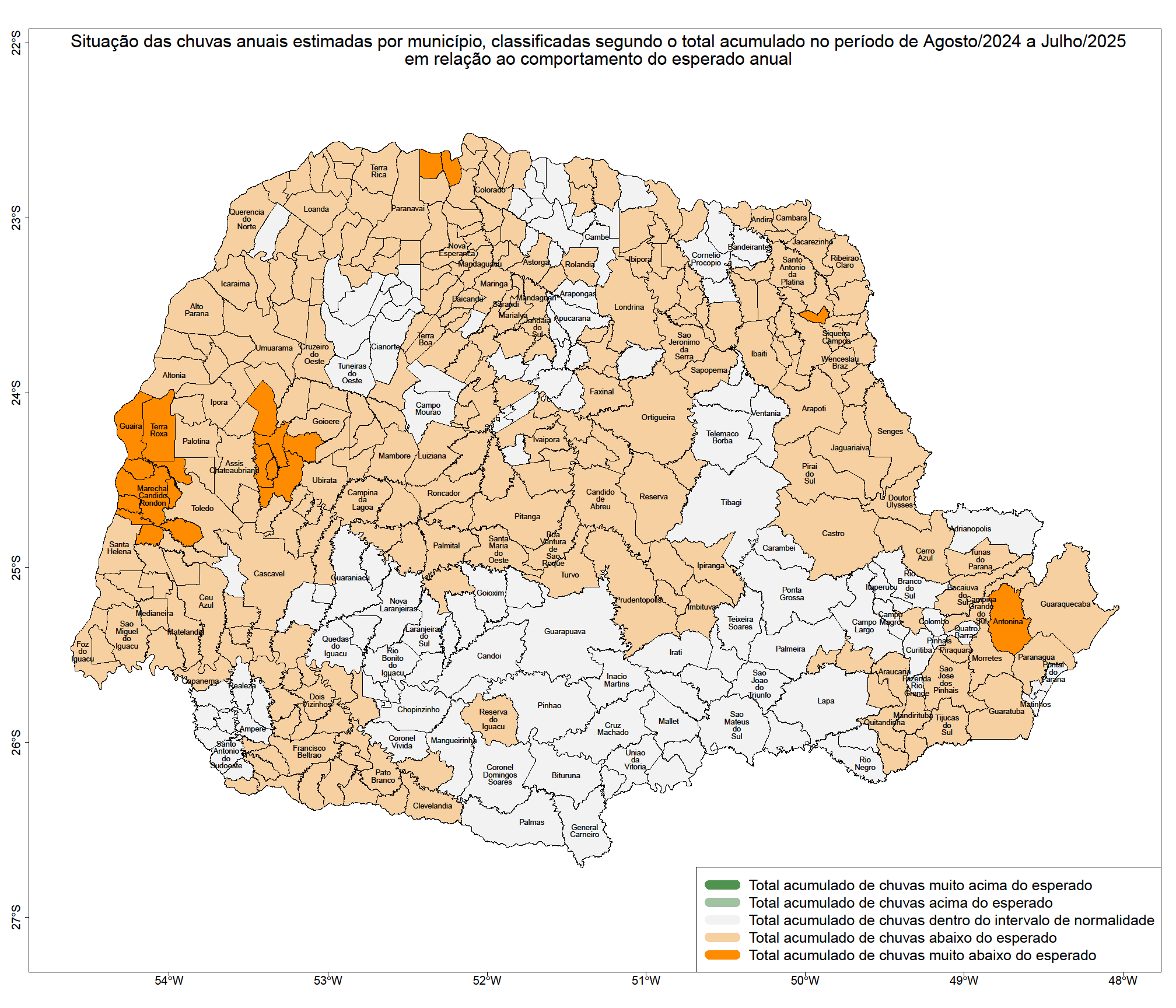 Mapa da situação das chuvas