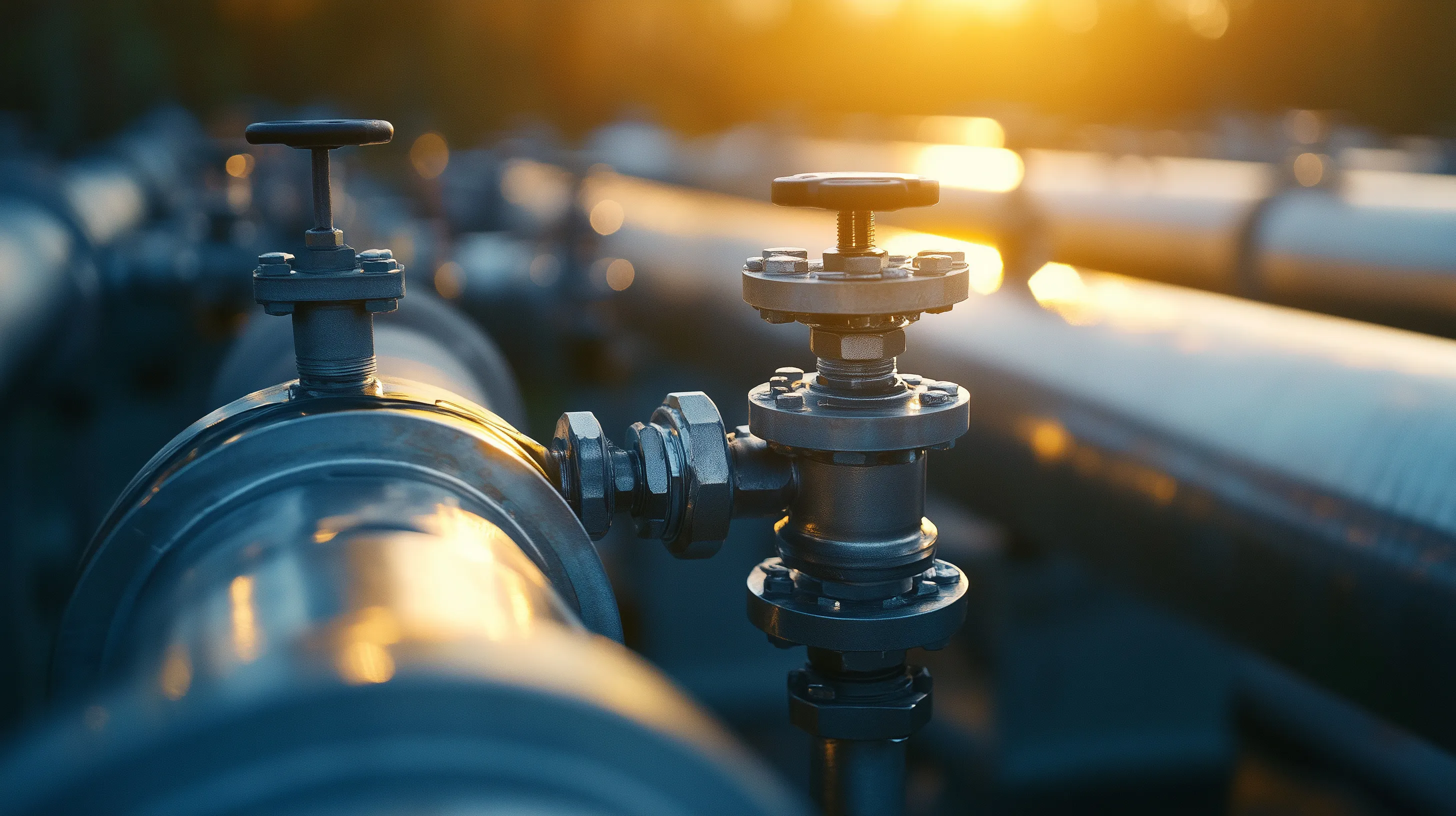 tubulação com sol refletido ao fundo