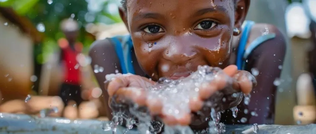 Criança bebendo água 