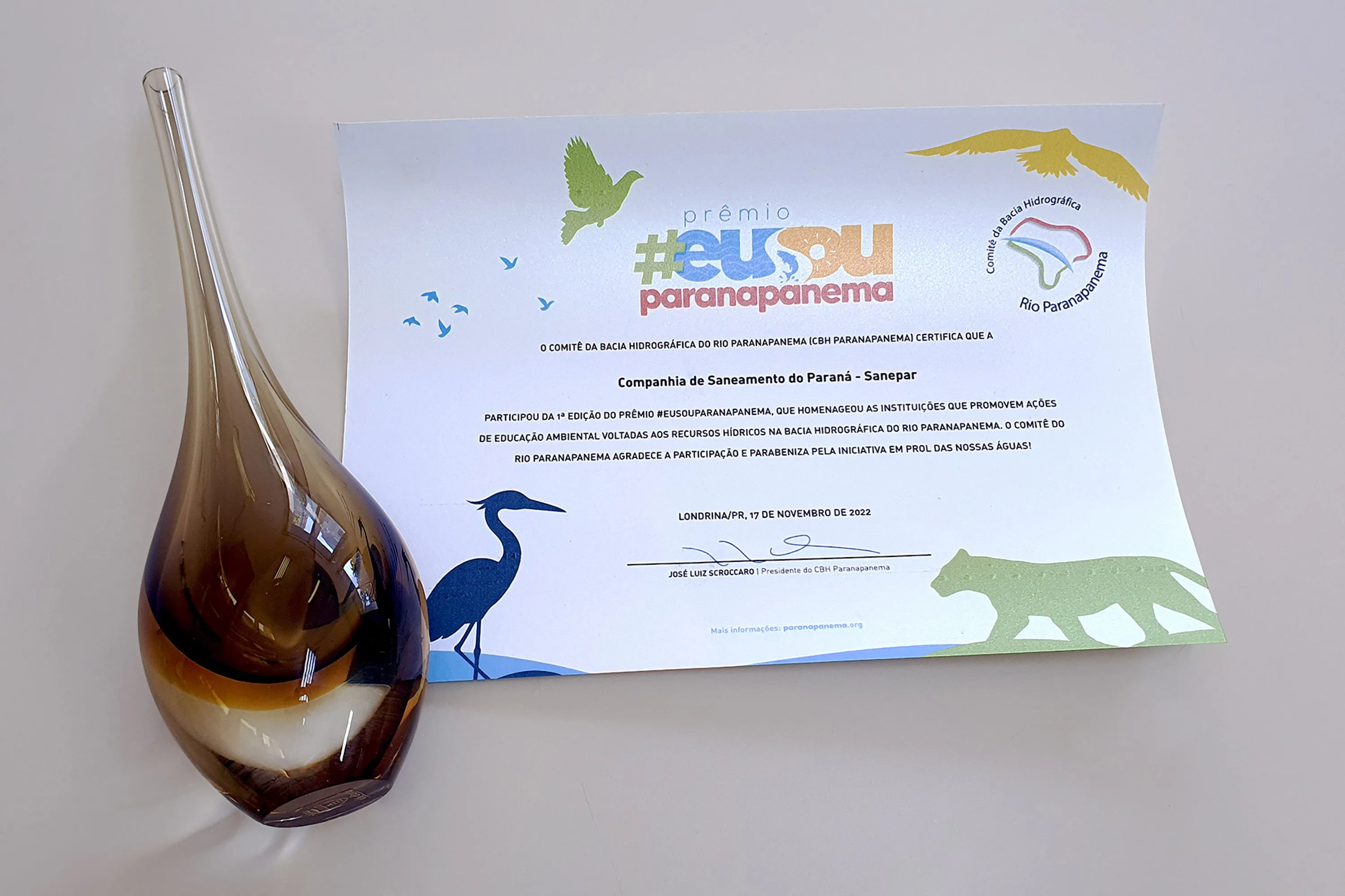 A Sanepar recebeu o Prêmio #EuSouParanapanema na categoria Usuários de Água